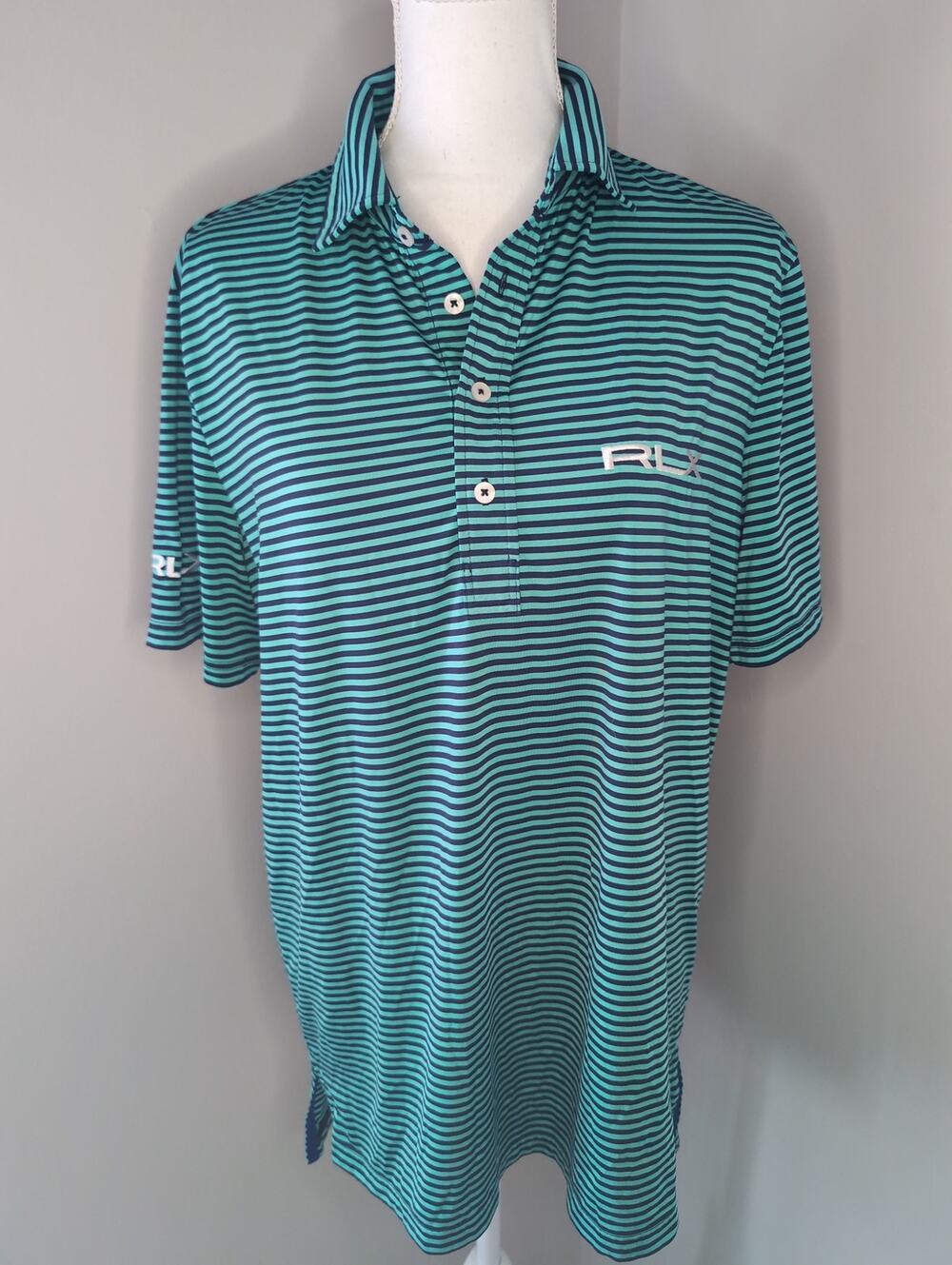 RLX Ralph Lauren Striped Golf Polo Shirt Size M Performance